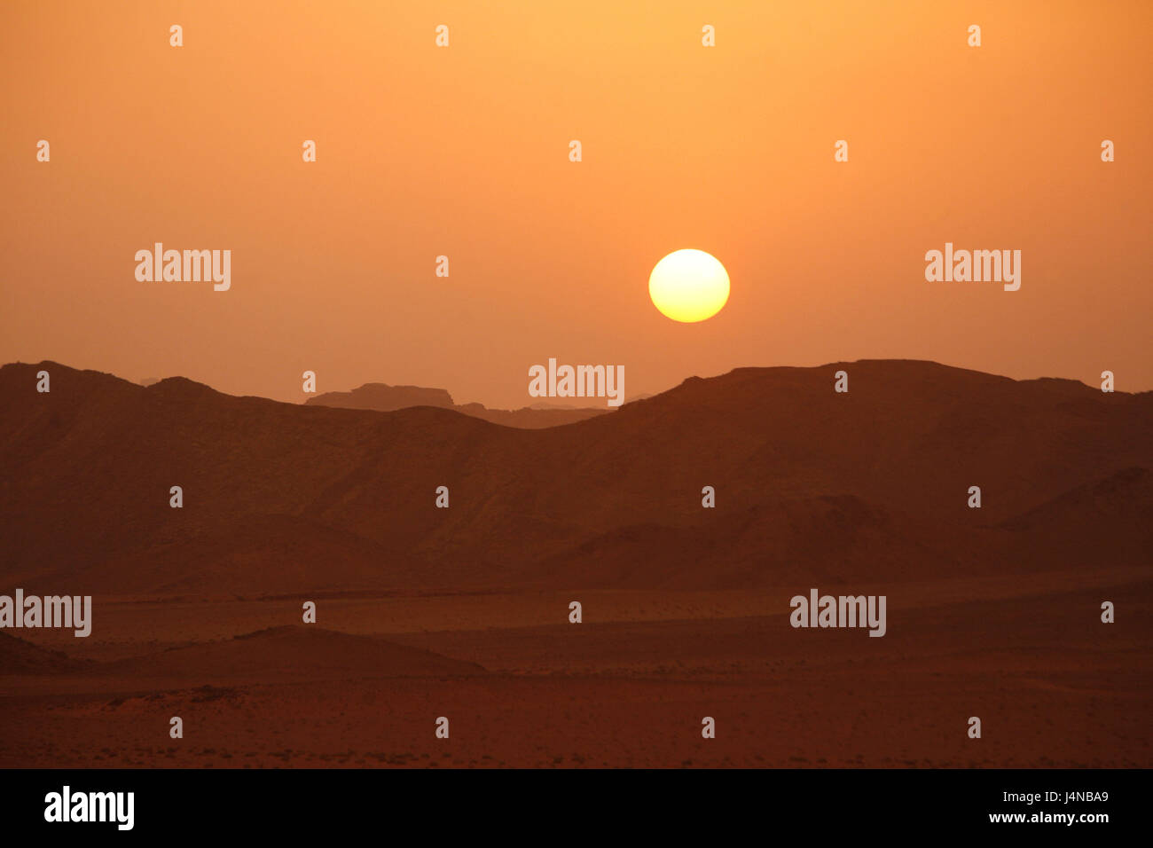 Den Nahen Osten, Jordanien, Wadi Rum, Landschaft, Natur, Sonnenuntergang, Stockfoto