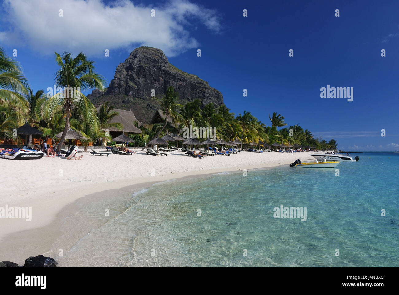 Sandstrand, Beachcomber Paradis Resort, Le Morne Brabant, Le Morne Halbinsel, Mauritius, Stockfoto