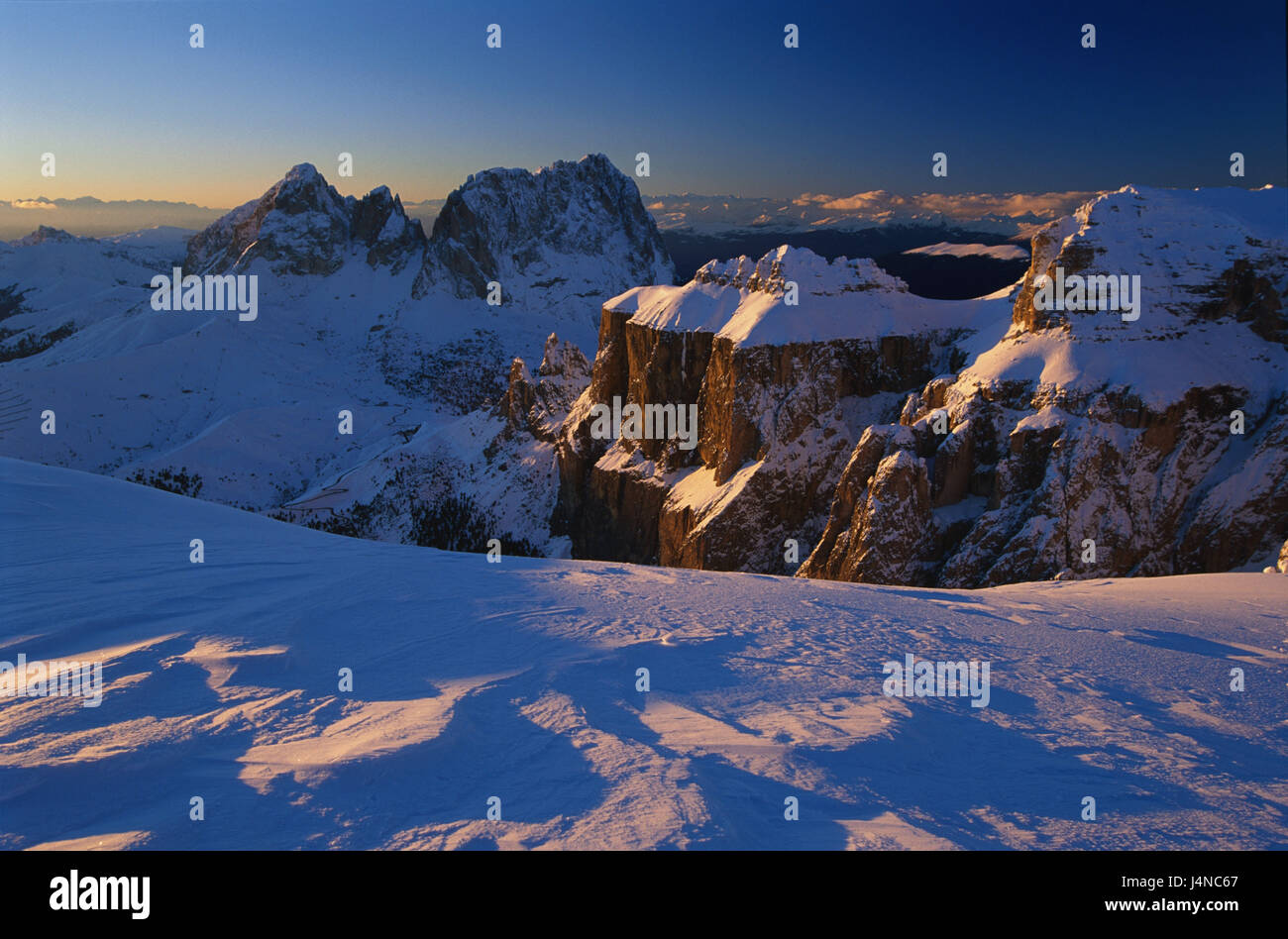 Italien, Dolomiten, Sella, Berge, Berglandschaft, Abend, tuning Stockfoto