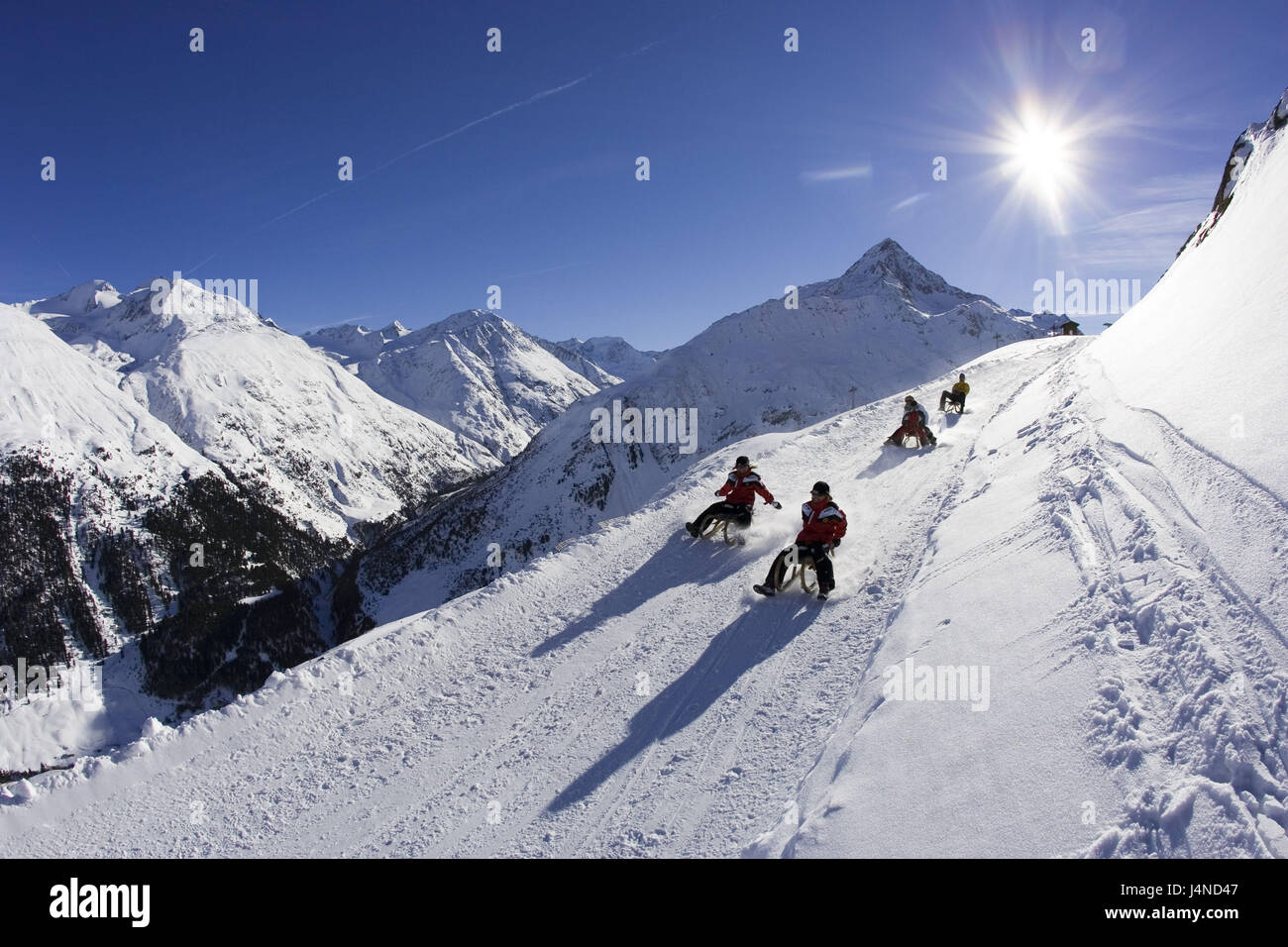 Rodler, solar Berg, Vent, Ötztaler Alpen, Tirol, Österreich Stockfoto