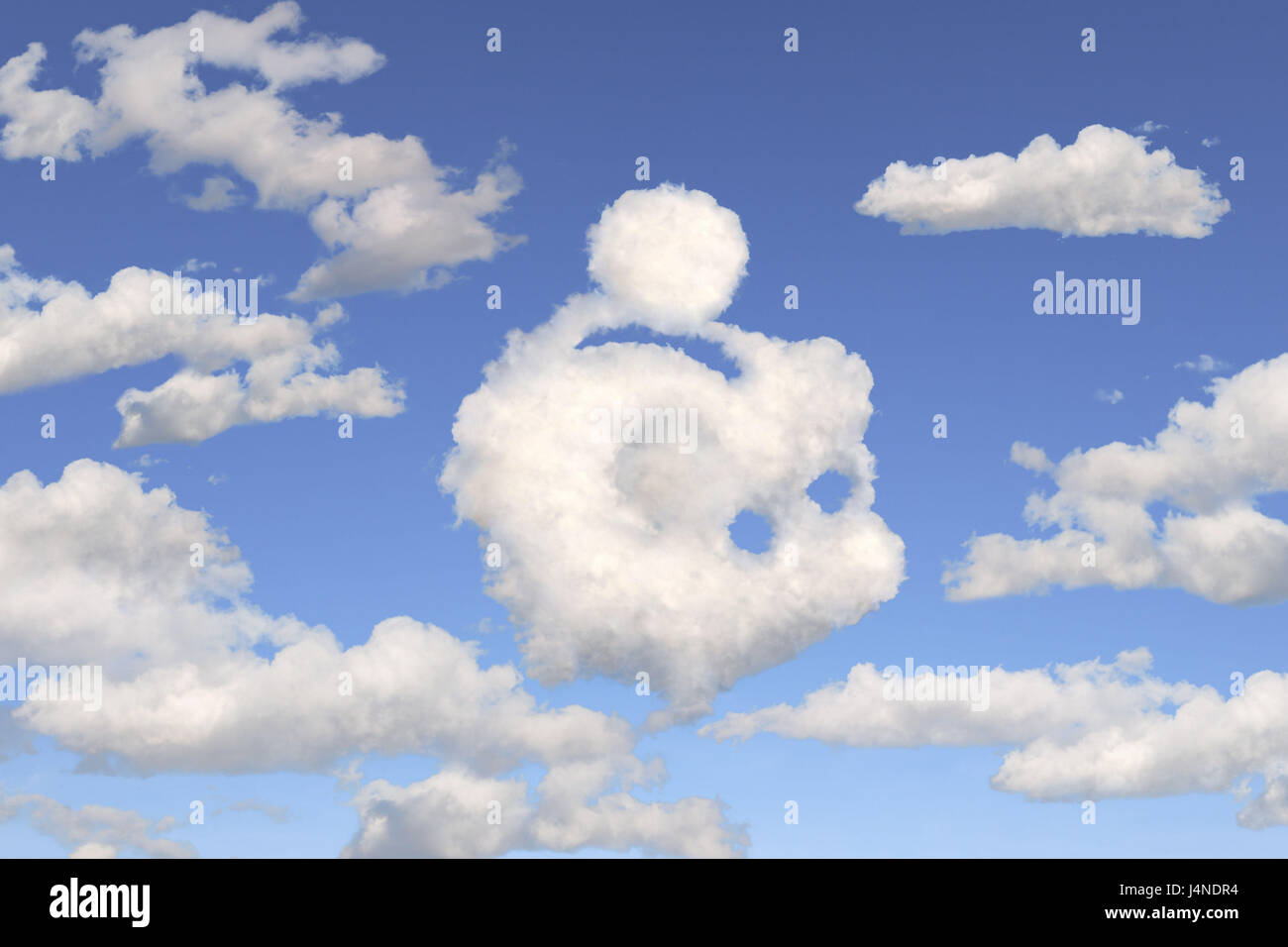 Himmel, blau, Wolkenbildung, Sparschwein, Charakter, Stockfoto