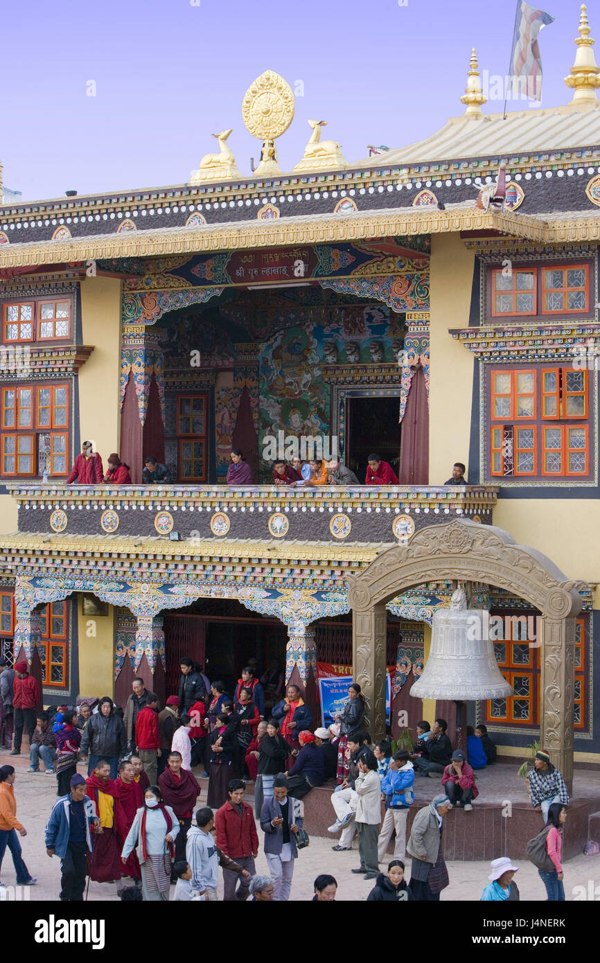 Nepal, Bodnath, Stupa, Besucher, Stockfoto