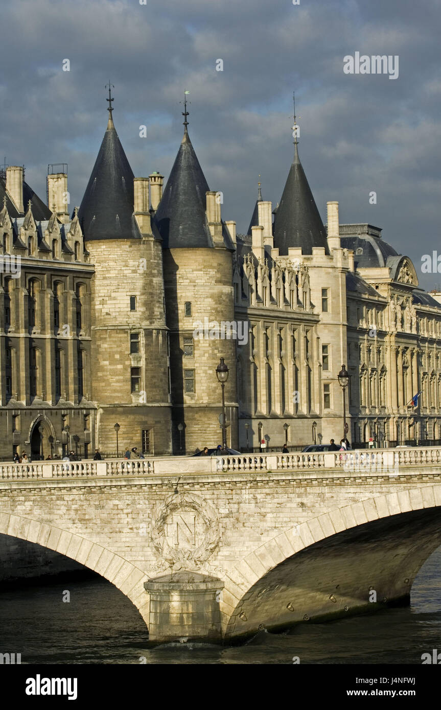 Frankreich, Paris, Pont Autsch Wandel, Conciergerie, Stockfoto