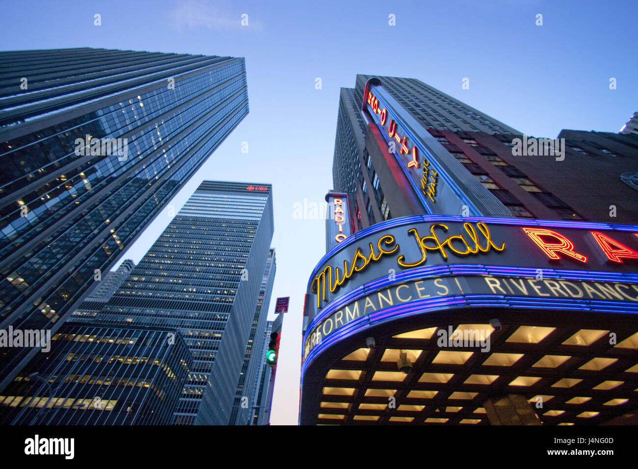 USA, New York City, 6.. Avenue, Radio City, Musik-Sound, Stockfoto