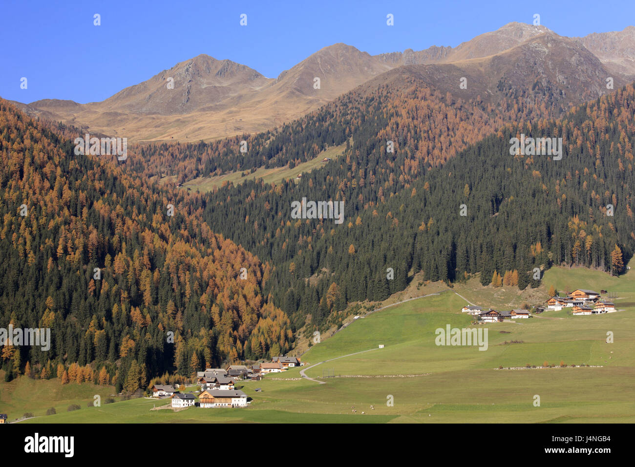 Italien, Südtirol, Gsiesertal, St. Magdalena, Herbst, Stockfoto