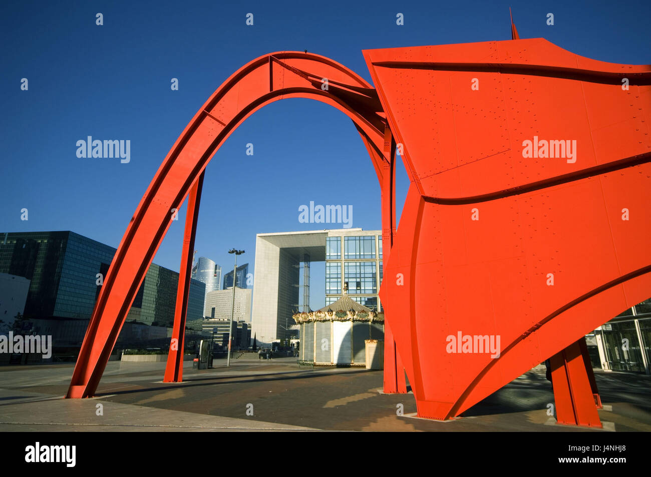 Frankreich, Paris, La Défense, Grand Arch De La Defense, quadratisch, Skulptur L'araignee Rouge, Stockfoto