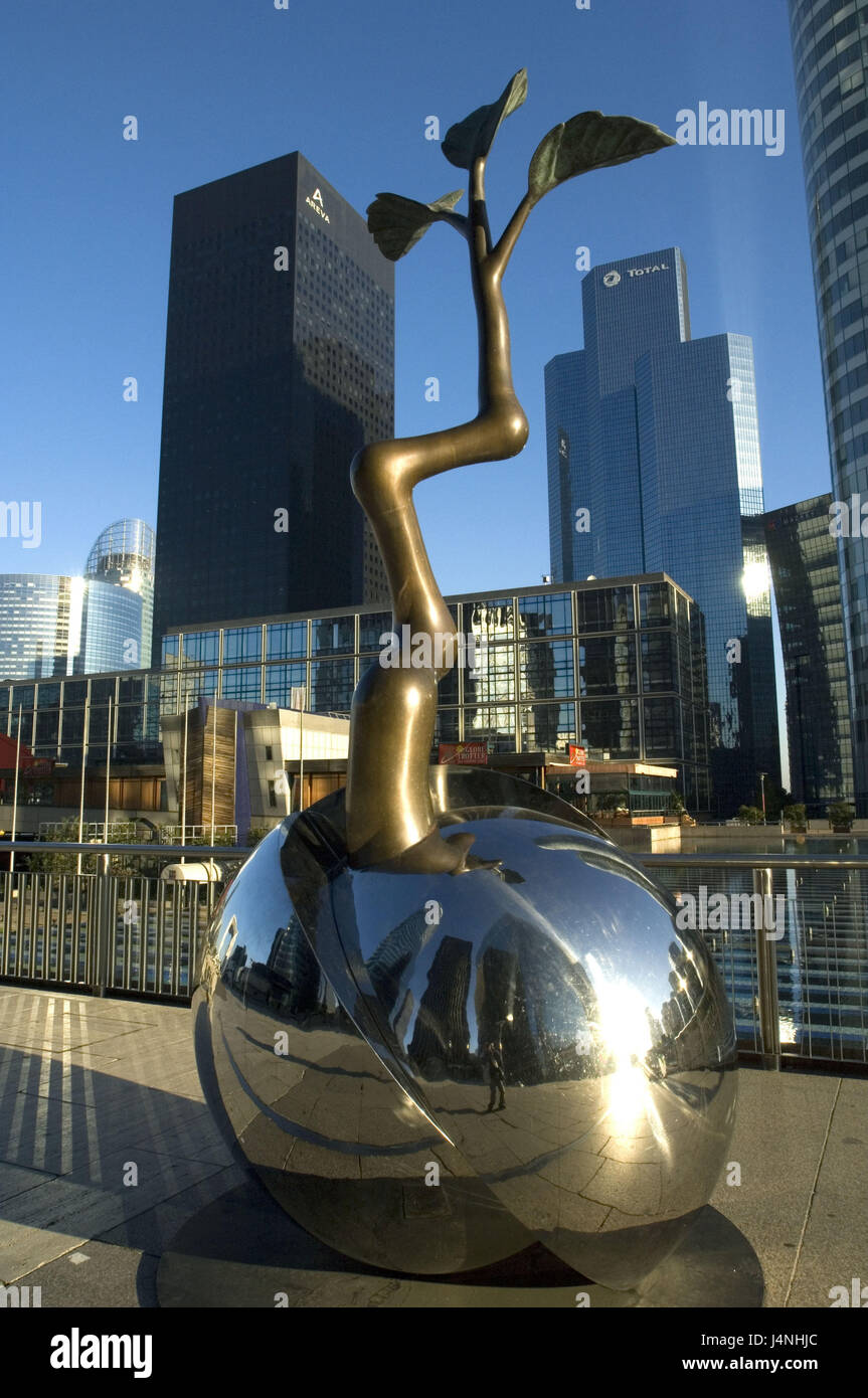 Frankreich, Paris, La Défense, Bürogebäude, Skulptur, Stockfoto