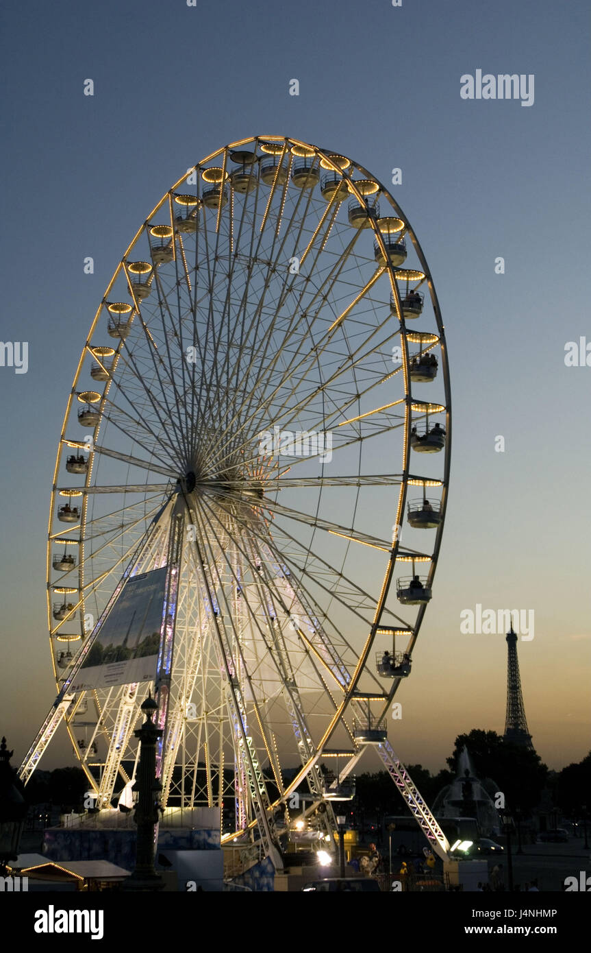 Frankreich, Paris, Place De La Concorde, big Dipper, Dämmerung, Stockfoto