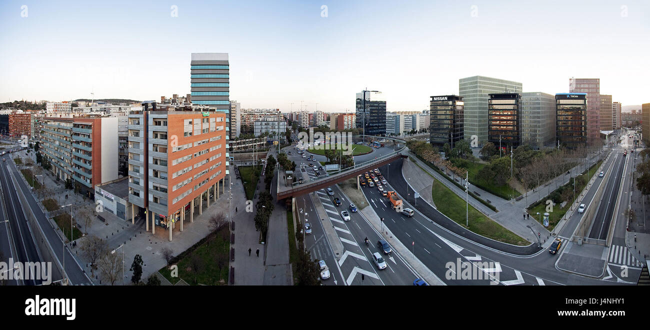 Spanien, Katalonien, Barcelona, Stadtübersicht, Häuser, Straßen, Placa Cerda, Stockfoto