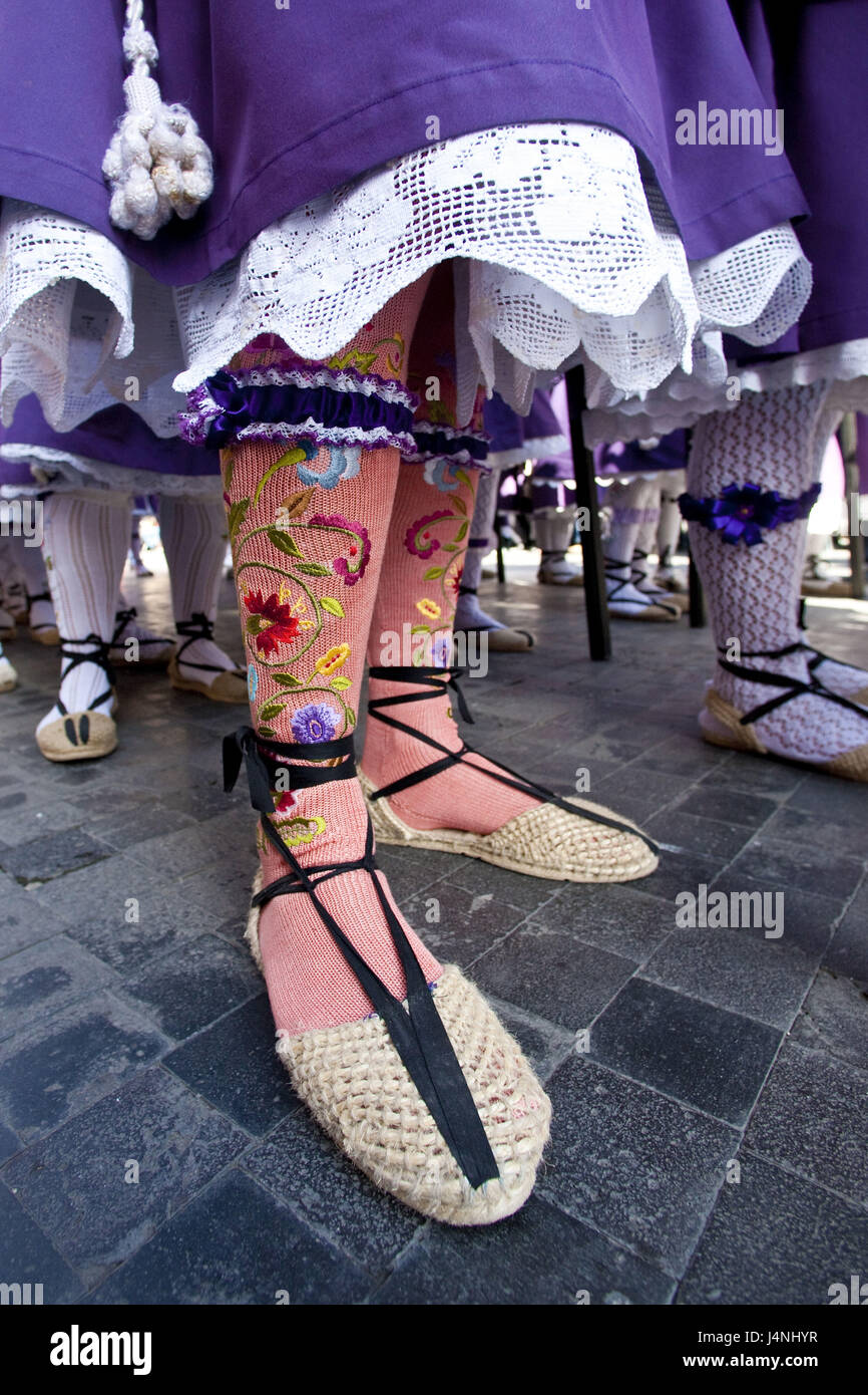 Spanien, Murcia, Osterprozession, Teilnehmer, Folklore, Costume national, mittlere Nahaufnahme, Detail, Stockfoto