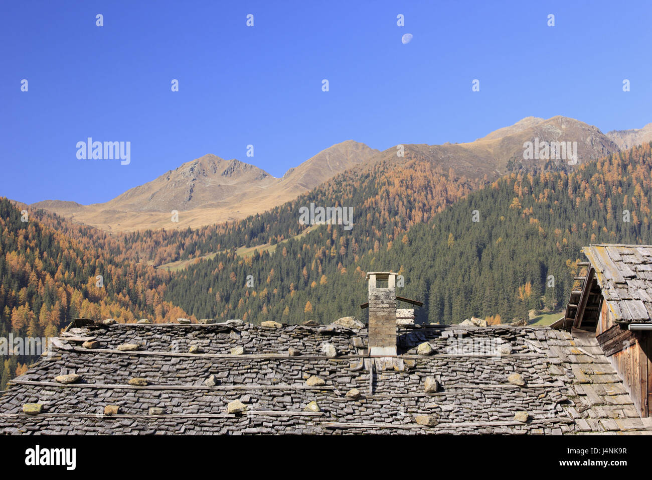 Italien, Südtirol, Gsiesertal, St. Magdalena, Hof, Dach, Detail, Stockfoto
