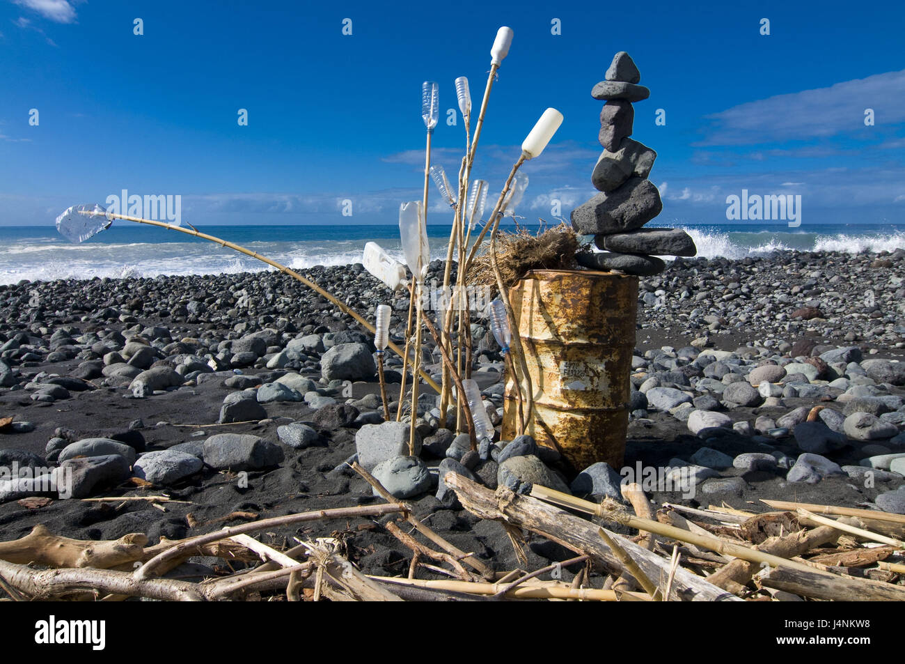 Spanien, die Kanaren Insel La Palma, Strand, Land Art, Stockfoto