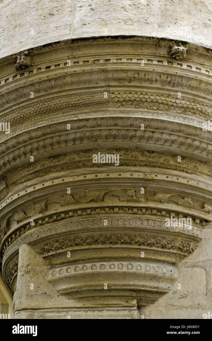 Frankreich, Paris, 5 La rue Hautefeuille, Hausfassade, Erker, Detail, Vorschlagnote, Stockfoto