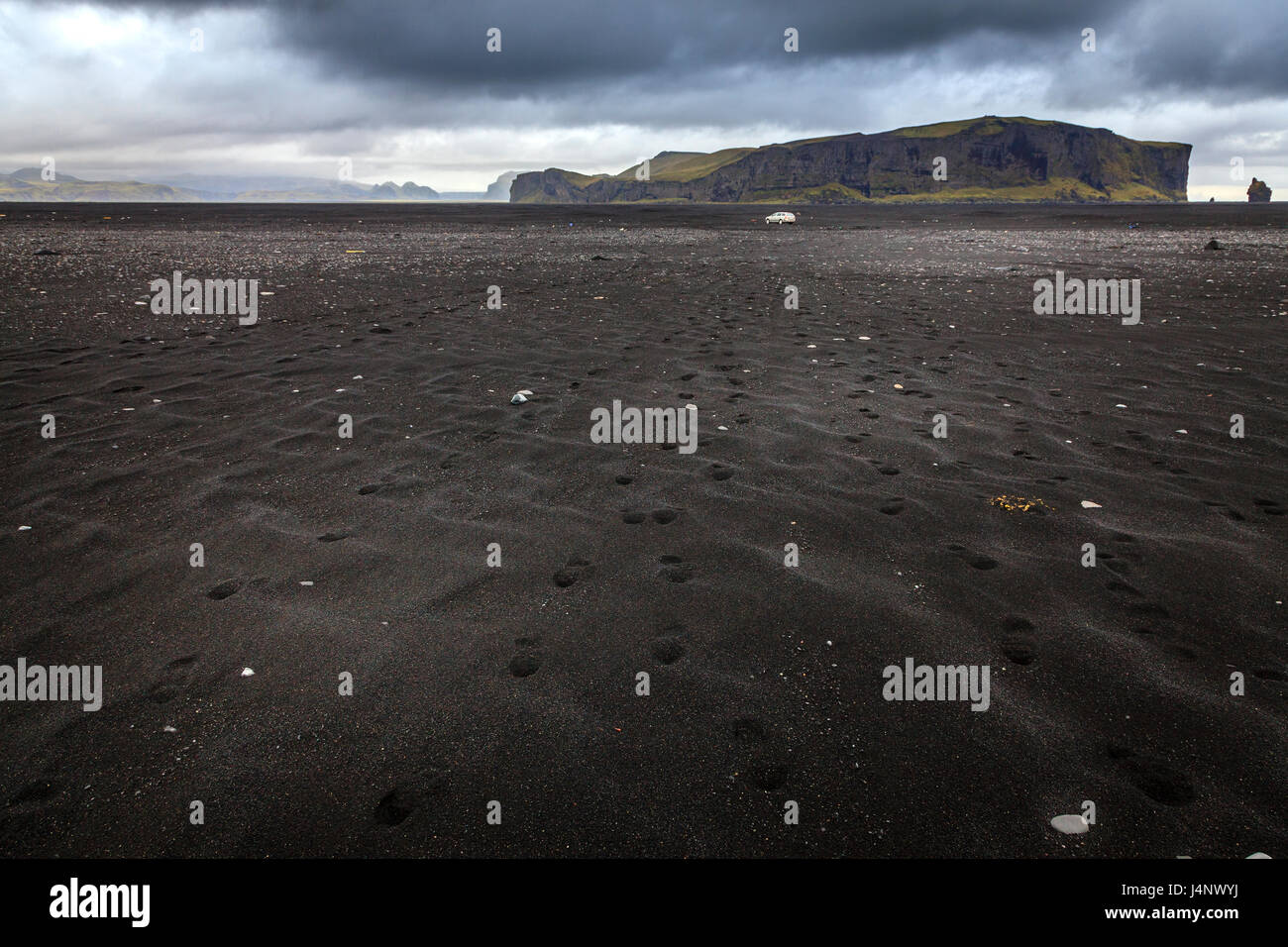 Schwarzen Sand Strand in der Nähe von Dorf Vik auf der südlichen Küste von Island Stockfoto