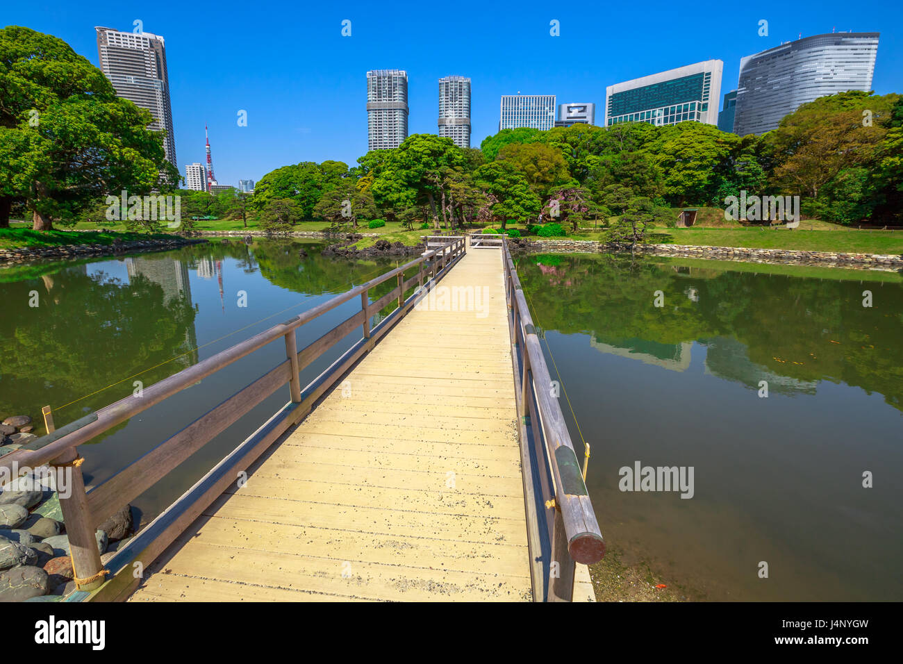 Hamarikyu Gärten in Tokio Stockfoto