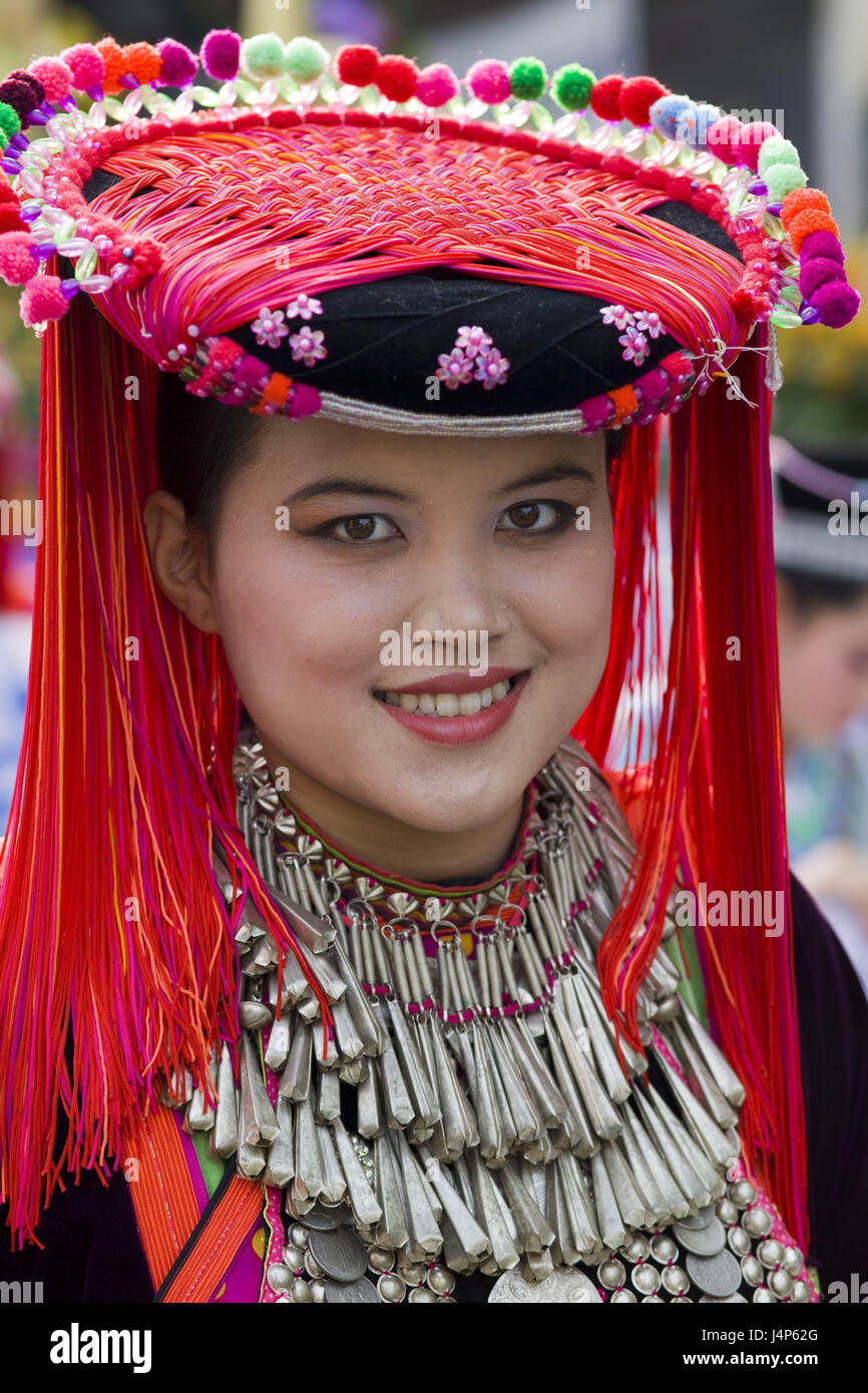 Thailand, goldene oben, Chiang Mai, Lisu Bergvolk, Frau, Folklore Kleidung, Portrait, Stockfoto