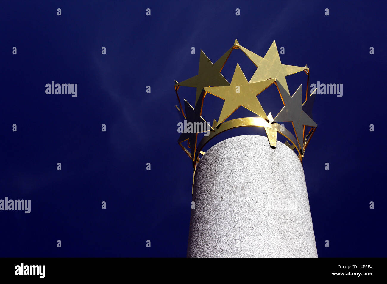 Litauen, Region Vilnius, Skulptur, Zentrum von Europa, Detail, Himmel, Stockfoto