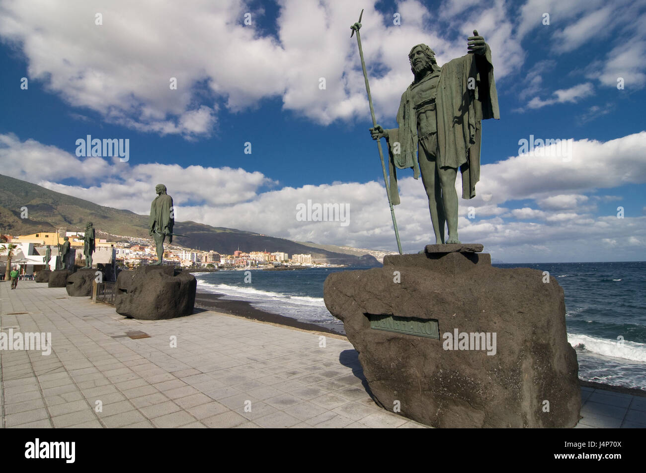 Spanien, die Kanaren Insel Teneriffa, La Candelaria, Promenade, Statuen, Stockfoto