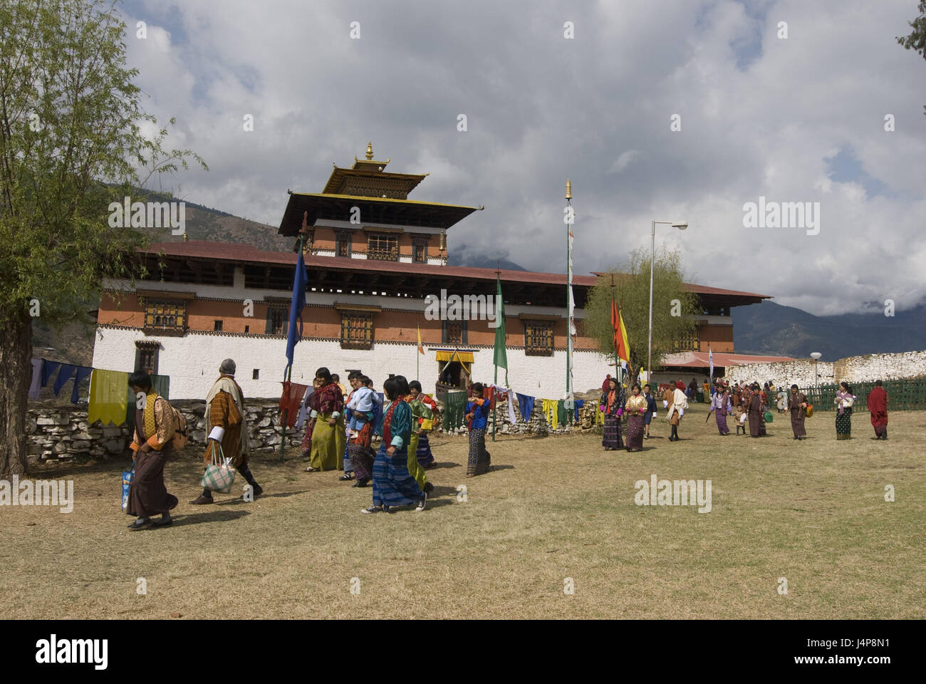 Religiöses fest, Besucher, Paro Tsechu, Bhutan, Asien Stockfoto