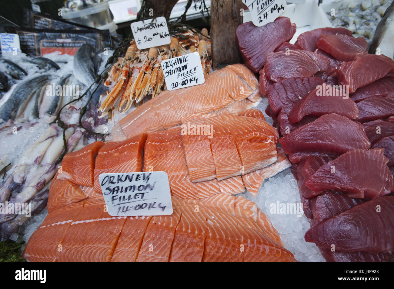 England, London, Southwark, Borough Market, Fisch, Meeresfrüchte, Stockfoto