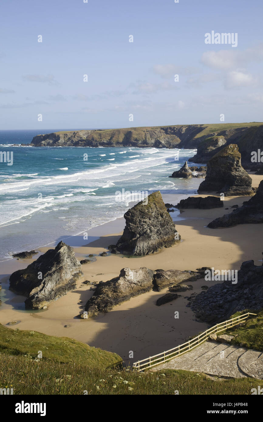 Großbritannien, England, Cornwall, Bedruthan tippen Tänze, Küstenlandschaft, Stockfoto