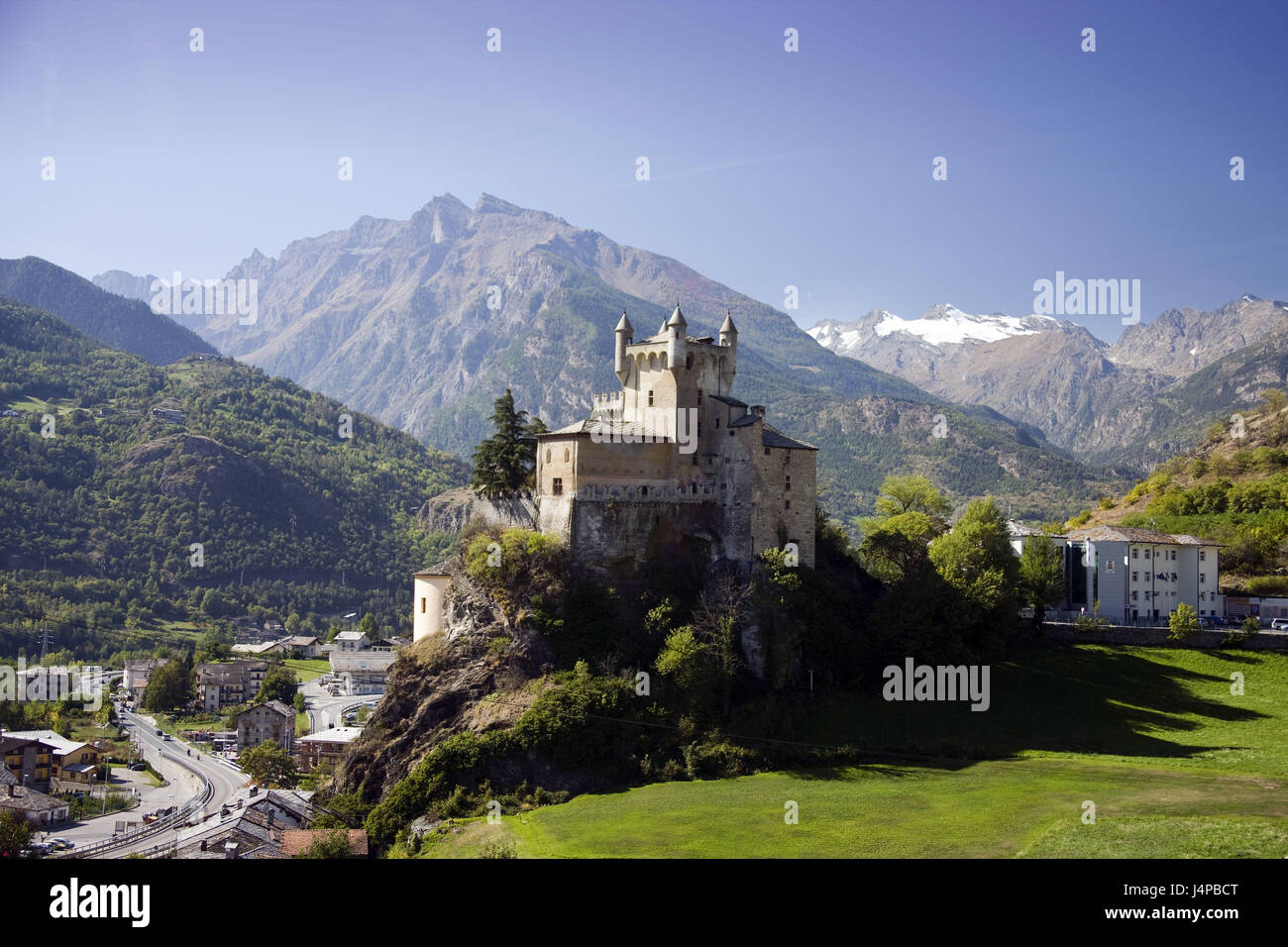 Italien, Aostatal, Saint-Pierre, Burg, Stockfoto