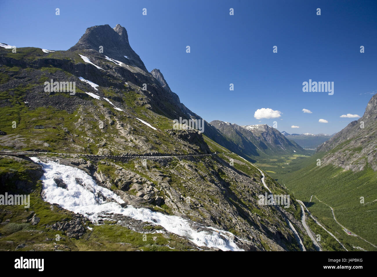 Norwegen, mehr Og Romsdal, Trollstigen, Valley, Blick, Stockfoto