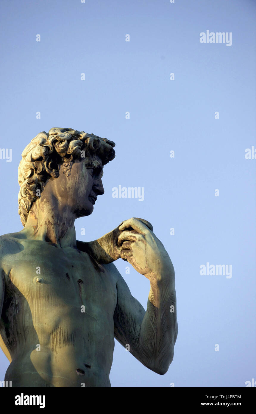 Italien, Toskana, Florenz, Piazzale Michelangelo, David-Statue, Detail, Stockfoto