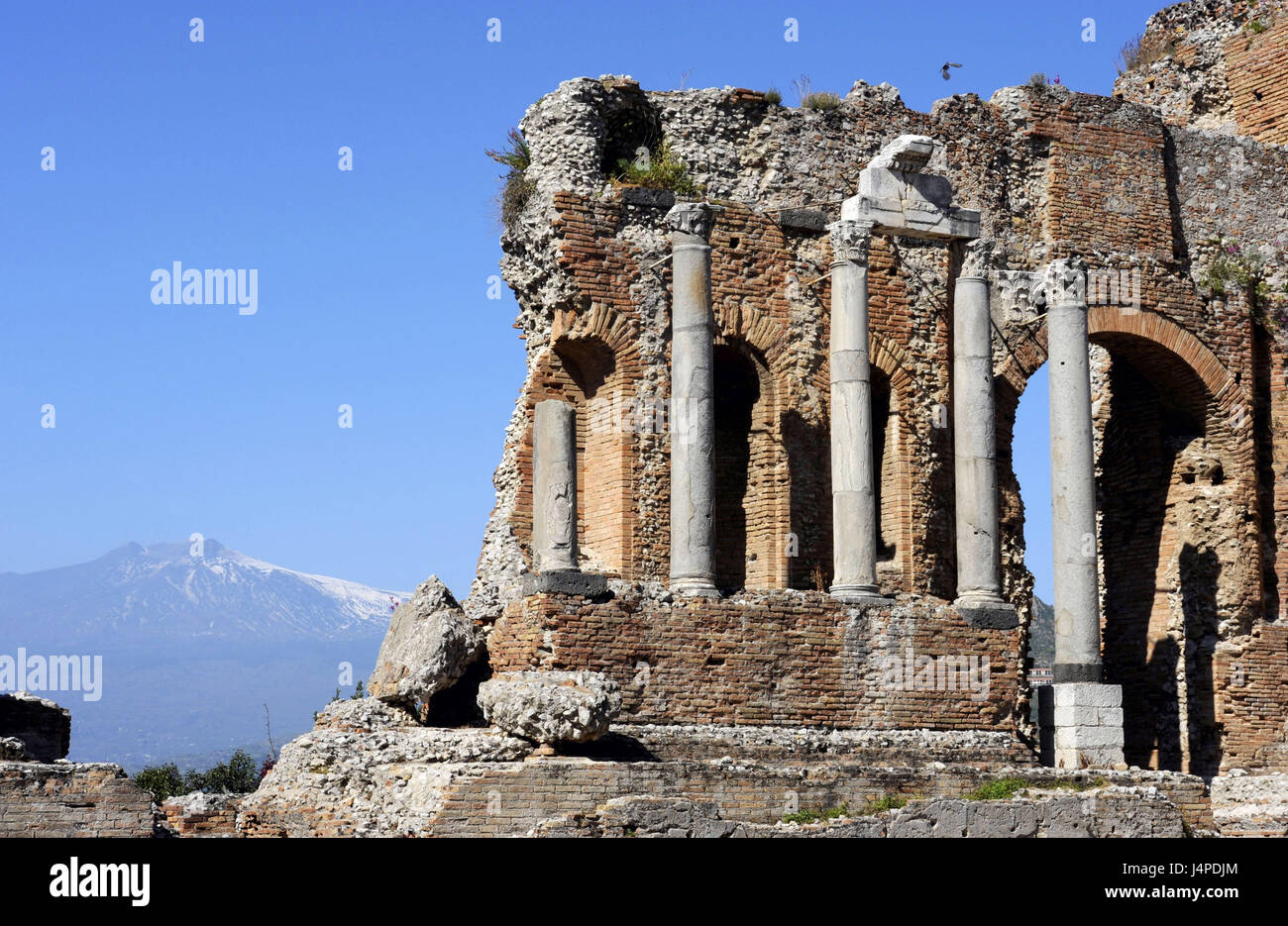 Italien, Sizilien, Taormina, griechische Amphitheater, Ätna, Stockfoto