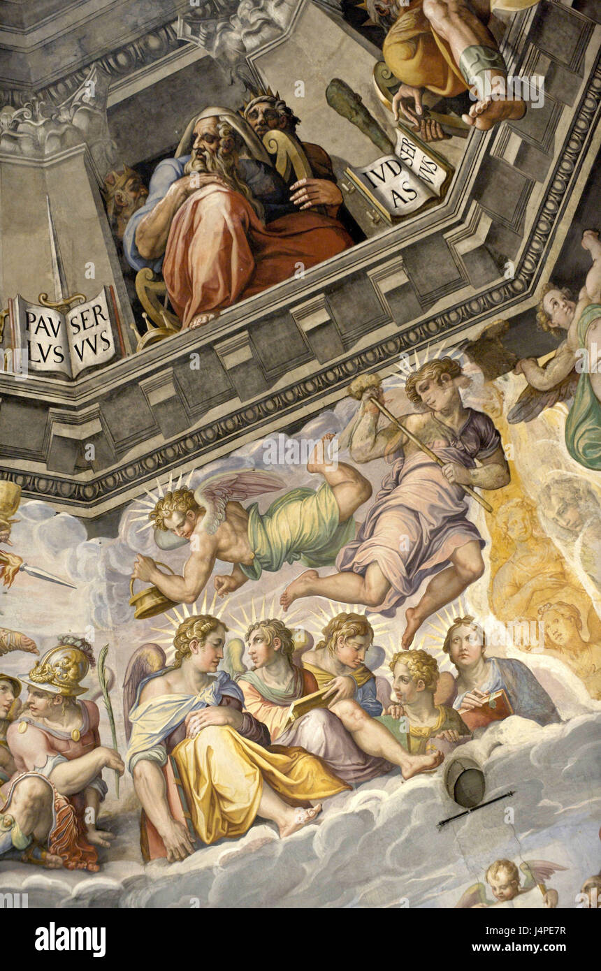 Italien, Toskana, Florenz, Dom Tu Santa Maria del Fiore, Kuppel, Tresor, Detail, Fresko, Stockfoto