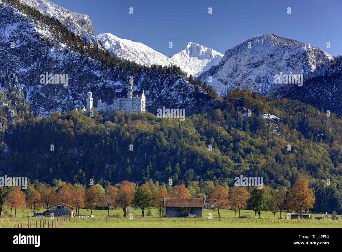 Deutschland, Bayern, Ost Allgäu, des Königs Winkel, Schloss neue Schwan Stein, Stockfoto