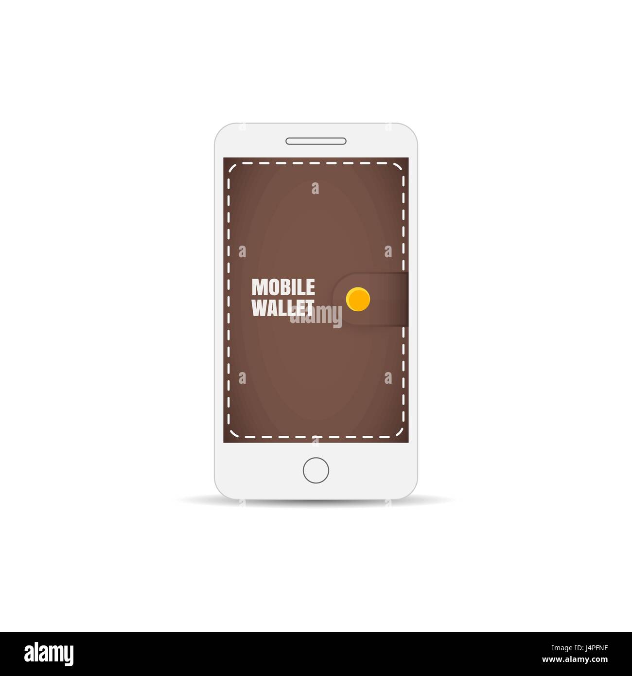 Mobile Geldbörse im Smartphone. Brieftasche auf dem Handy-Display Stock Vektor