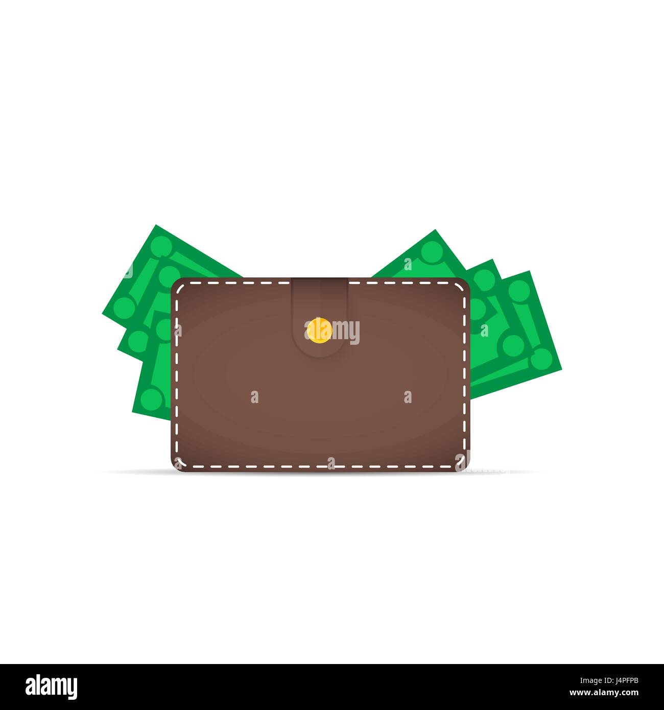 Braune Geldbörse mit Geld. Dollar-Stick aus der Brieftasche Stock Vektor