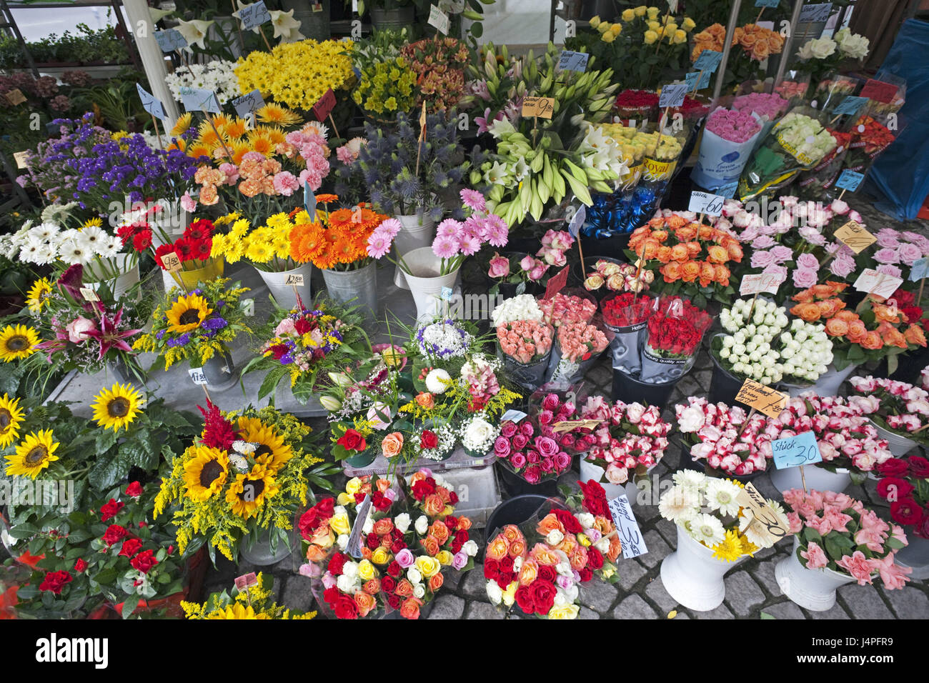 Deutschland, Bayern, München, Viktualienmarkt, Blumenständer, Detail, Stockfoto