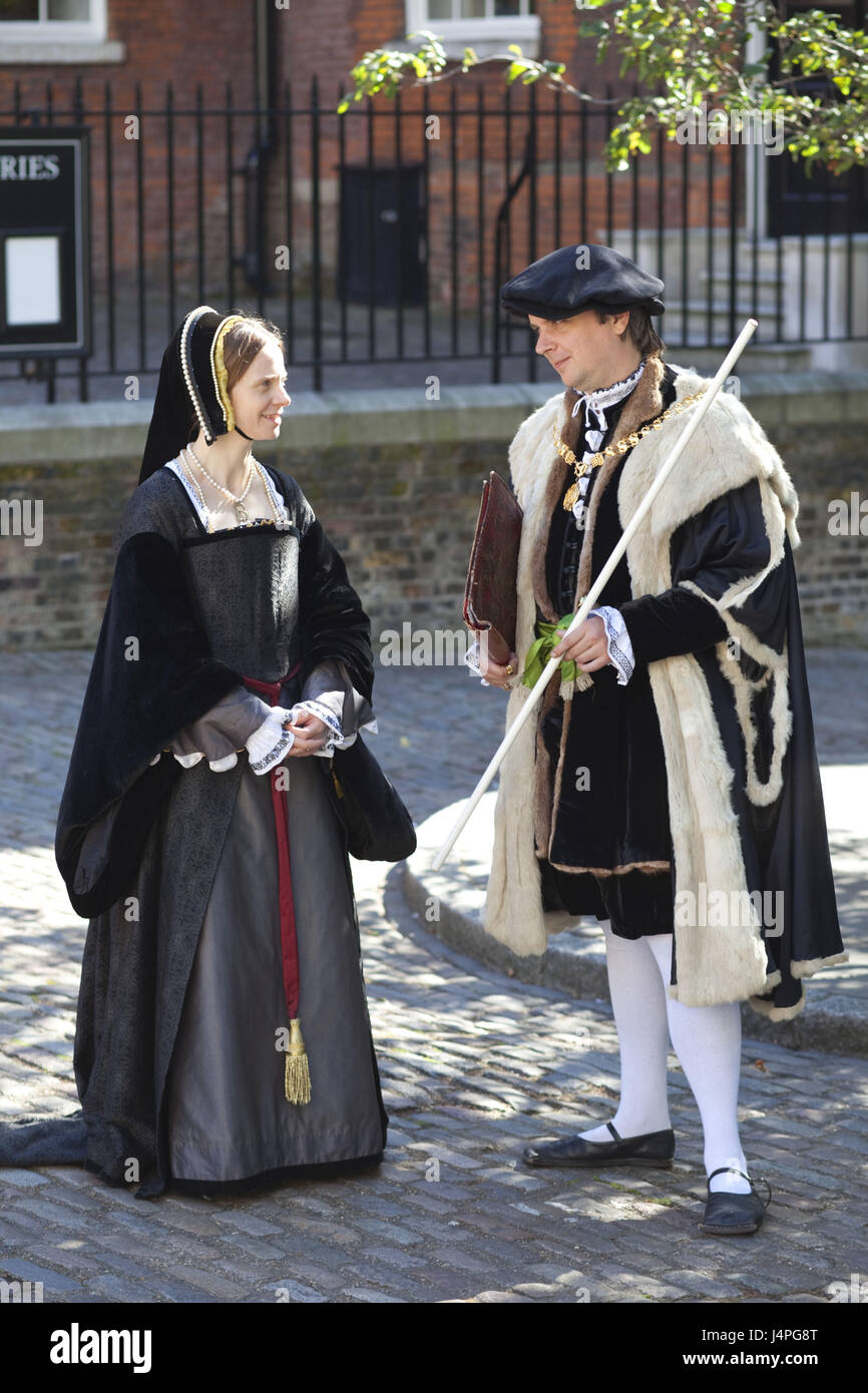 Großbritannien, England, London, Tower of London, Anne Boleyn Show, paar, Kostüme, historisch, kein Model-Release, Stockfoto