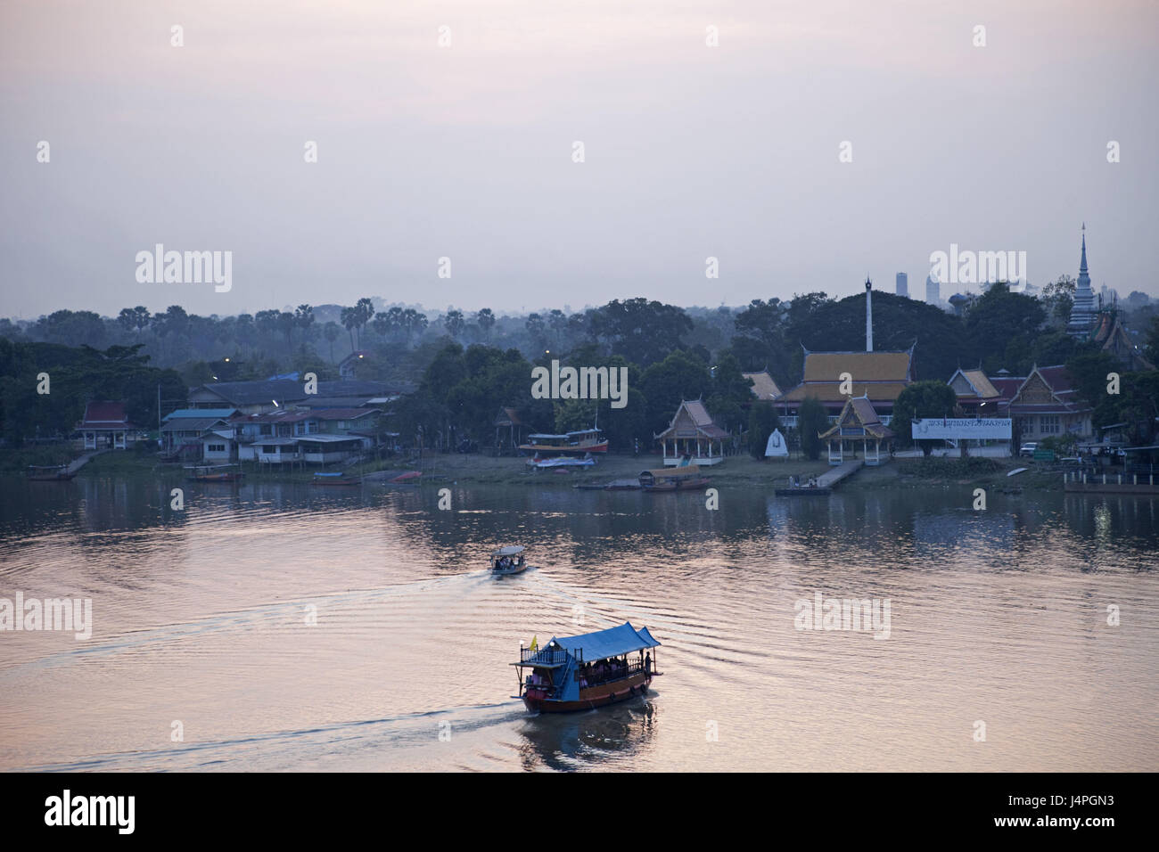 Thailand, Ayutthaya, Ayutthaya historischen Park, Chao Phraya River, Abendlicht, Stockfoto
