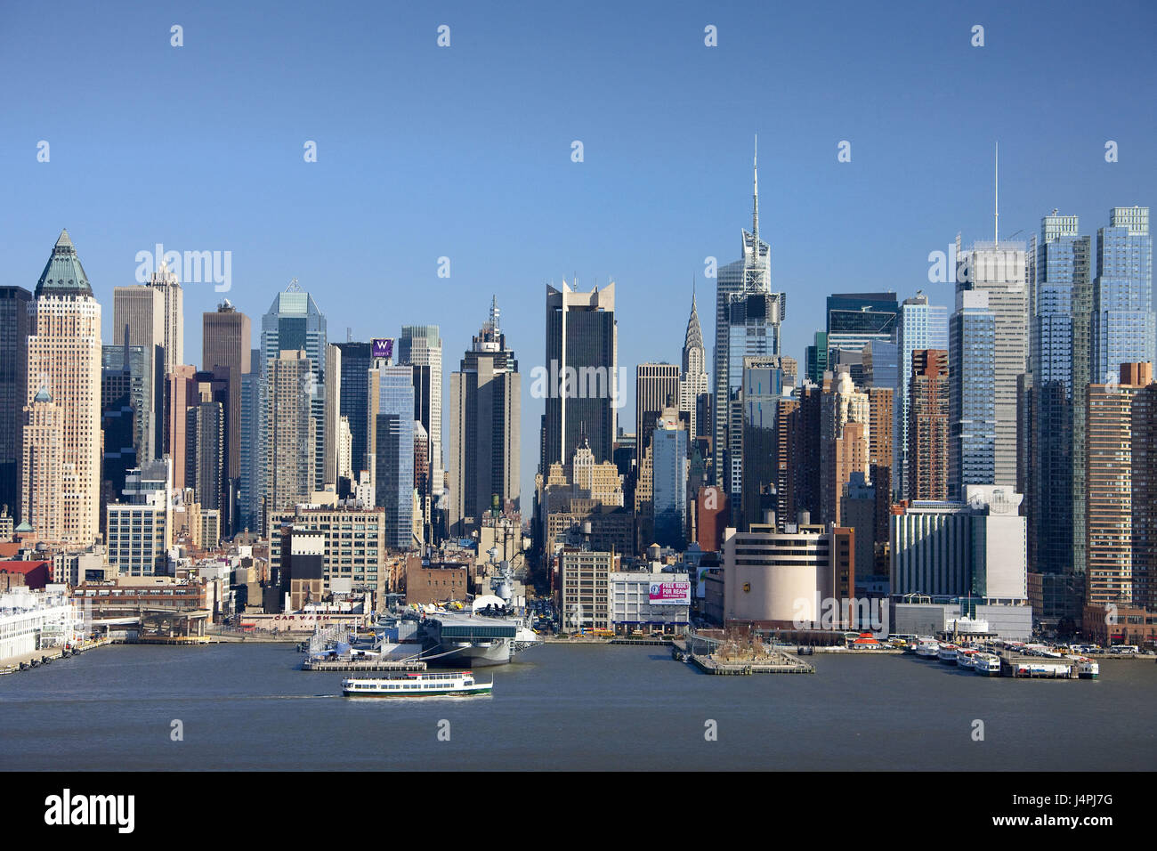 USA, New York City, Midtown, Manhattan, Skyline, Hudson River, Stockfoto