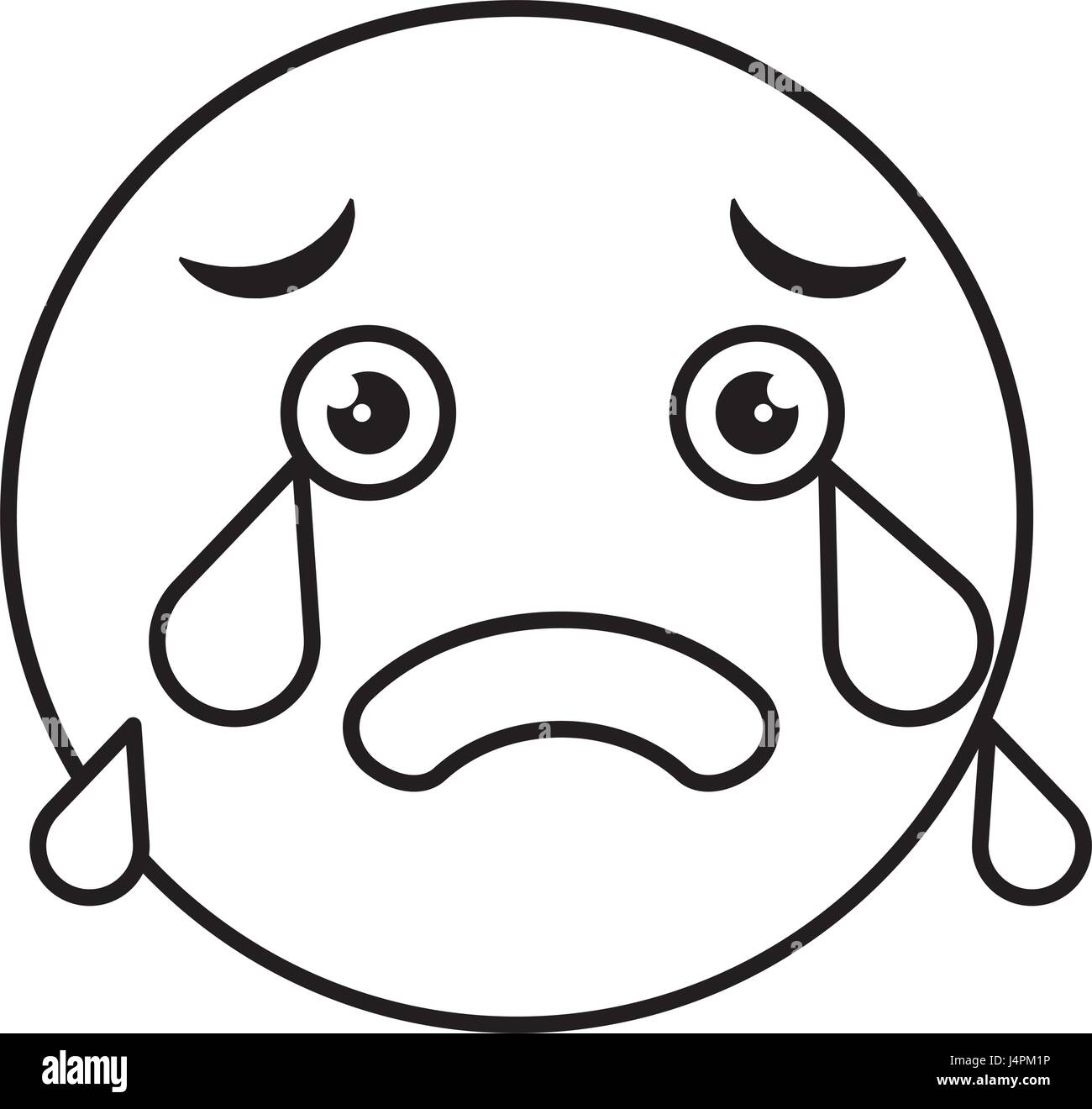 weinendes Gesicht Emoticon Kawaii Charakter Stock