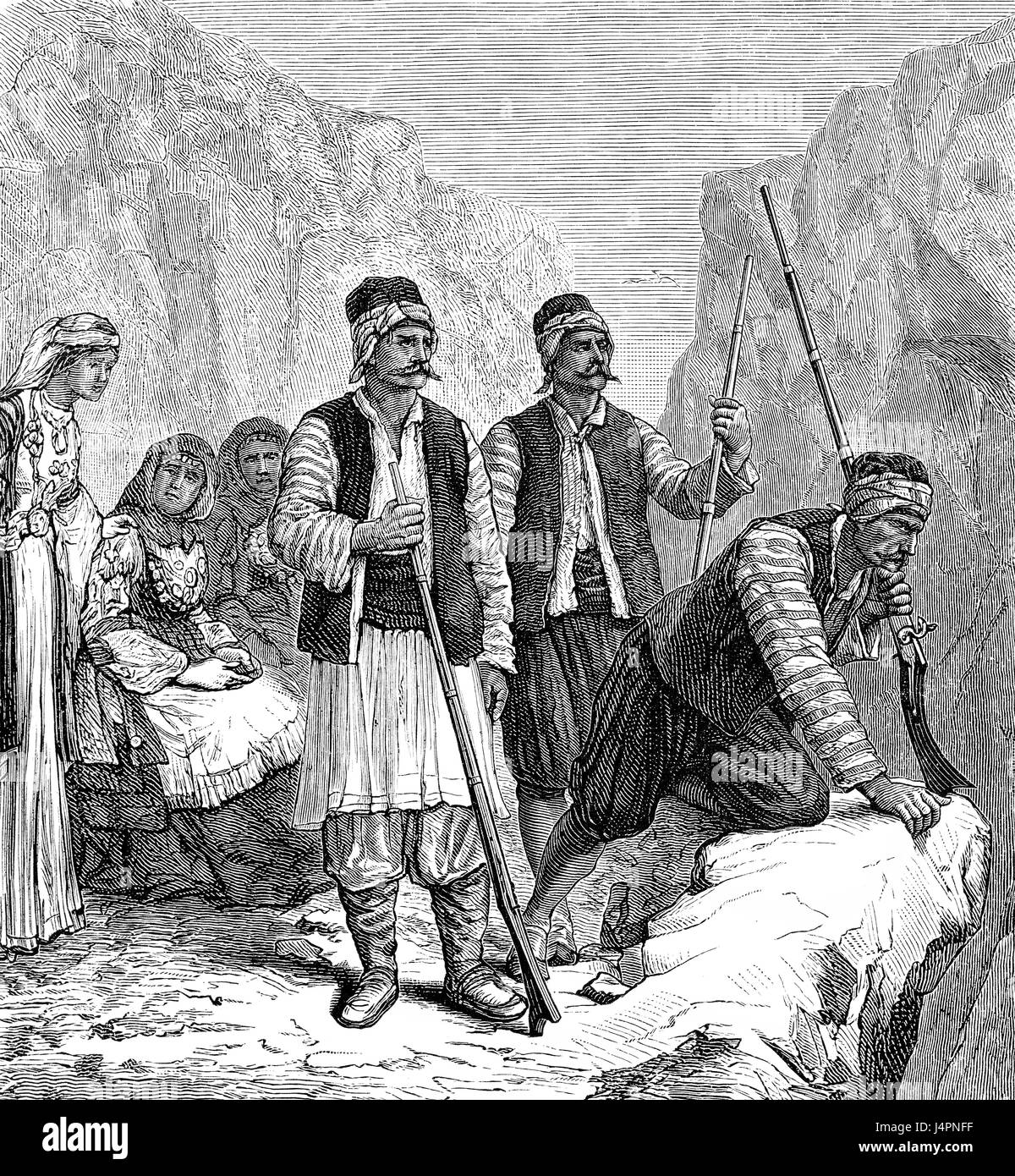 Griechische Kostüme, 19. Jahrhundert Stockfoto