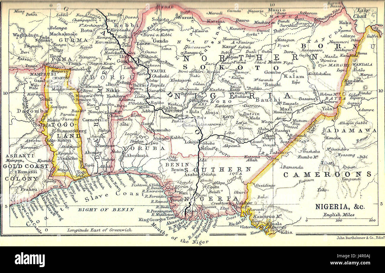 West-Afrika in einer Karte John Bartholomew & Co. veröffentlicht c. 1914 Stockfoto