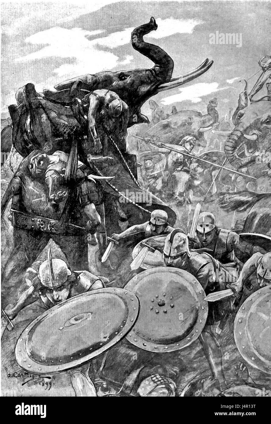 Die Phalanx Angriff auf das Zentrum in der Schlacht von Hydaspes von André Castaigne (1898 1899) Stockfoto