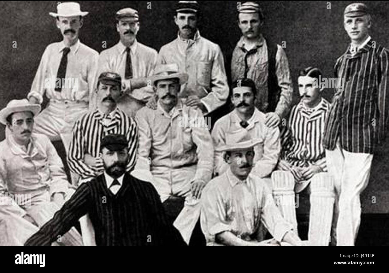 Eine historische Referenz an die Ashes-Serie von 1883, die sich auf das englische Team und ihre Leistung während der Cricket-Serie konzentriert. Stockfoto