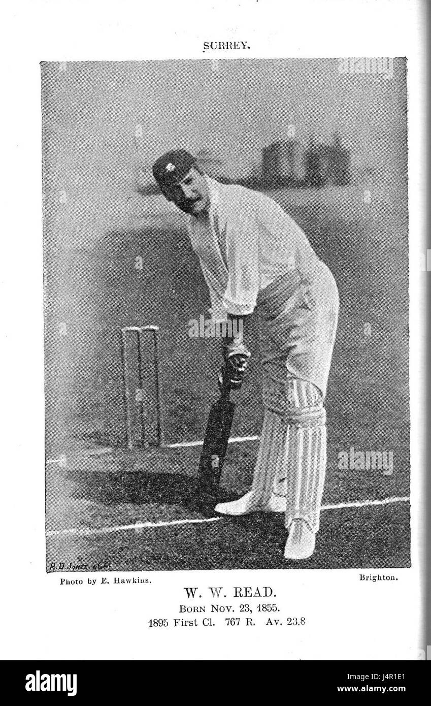 Walter William Read war ein englischer Cricketspieler, der für seine Beiträge zum Sport während des späten 19. Und frühen 20. Jahrhunderts bekannt war. Seine Karriere ist im Kontext der englischen Cricket-Geschichte bekannt. Stockfoto