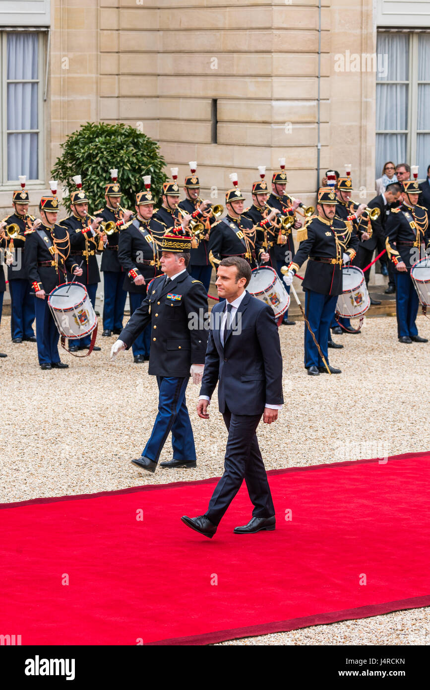 Paris, Frankreich. 14. Mai 2017. Emmanuel Macron Einweihung als Frankreichs neuer Präsident im Elysée-Palast in Paris, Frankreich, am 14. Mai 2017. Bildnachweis: Phanie/Alamy Live-Nachrichten Stockfoto