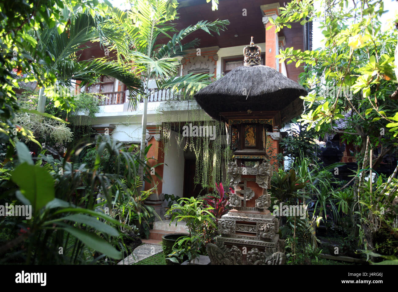 Indonesien, Bali, Insel, Sanur, Hotel, Garten Innenhof, Tempel, boarding House, Gasthaus, Park, Architektur, Stockfoto