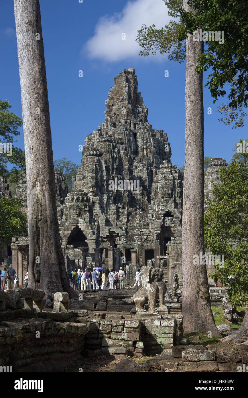 Kambodscha, Siem Reap, Angkor Wat, Angkor Tohm, Bayon Tempel, Besucher, Stockfoto