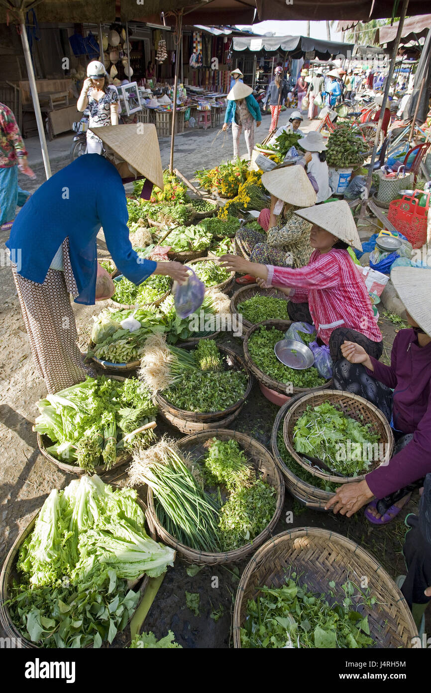 Vietnam, Hoi an In, Makrtfrauen, Straßenverkauf, Gemüse, Stockfoto Vietnam, Hoi an In, Makrtfrauen, Straßenverkauf, Gemüse, Stockfoto