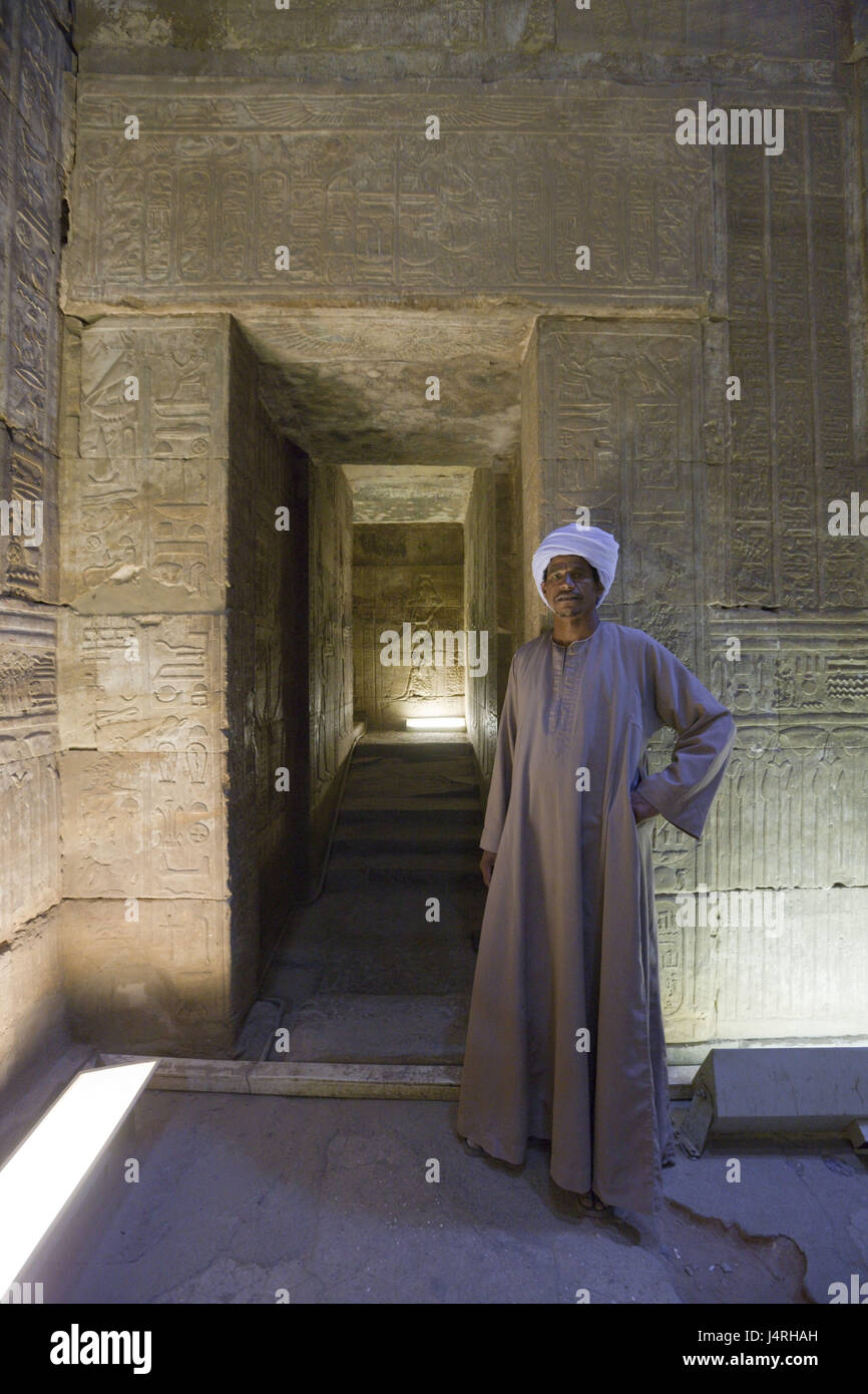 Horus Tempel, Mann, innen, Edfu, Ägypten, Stockfoto