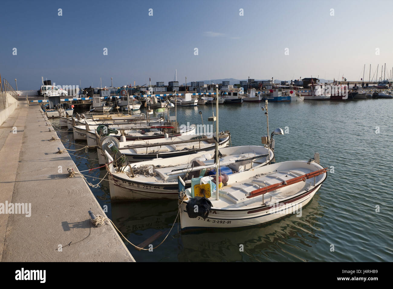 Angelboote/Fischerboote, Hafen von l ' Estartit, Costa Brava, Katalonien, Spanien, Stockfoto