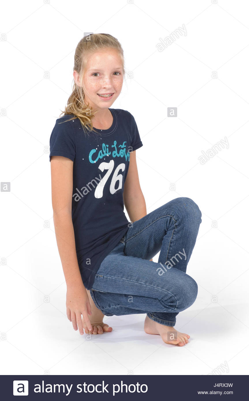 Preteen Girl In Blue Jeans Stockfotos und -bilder Kaufen - Alamy